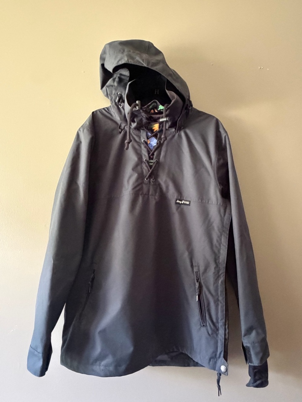 Black Hooded Ski Anorak Jacket